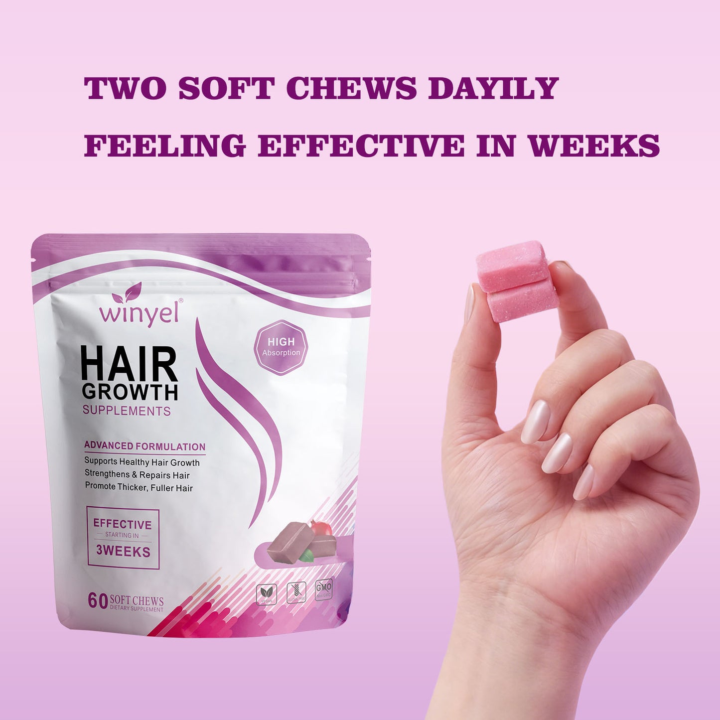 Gummies Crecimiento Cabello — Biotina 60 uds.