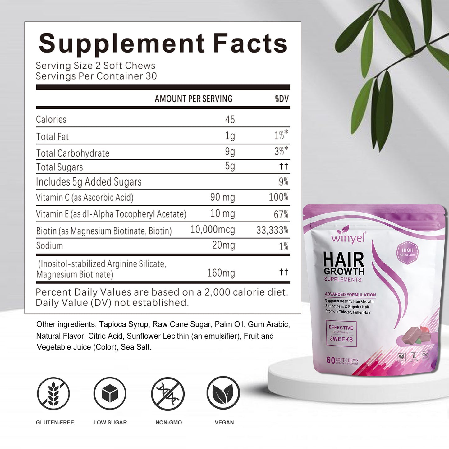 Gummies Crecimiento Cabello — Biotina 60 uds.