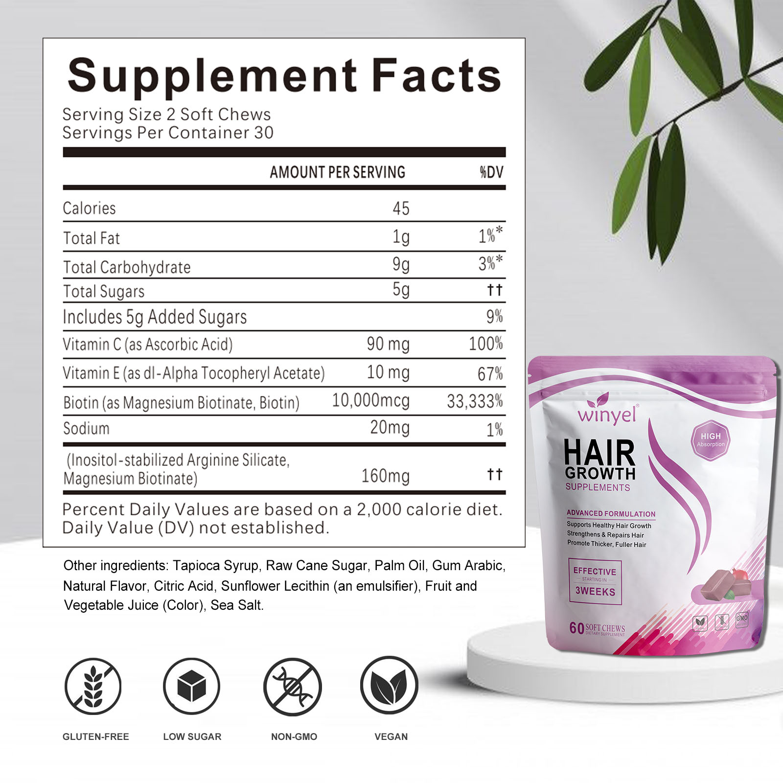 Gummies Crecimiento Cabello — Biotina 60 uds.