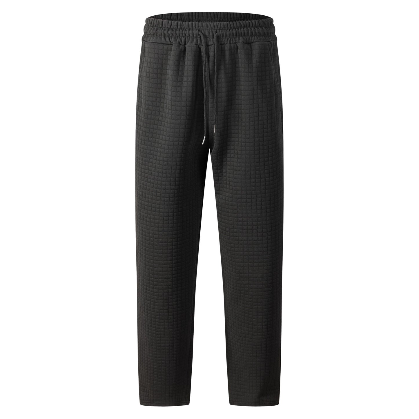 Pantalón casual de pierna recta para hombre con cordón de color sólido