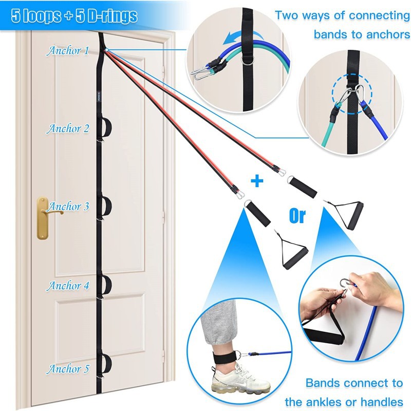 Accesorios de Fitness con Anclaje Múltiple para el Hogar Correa Portátil para Puerta