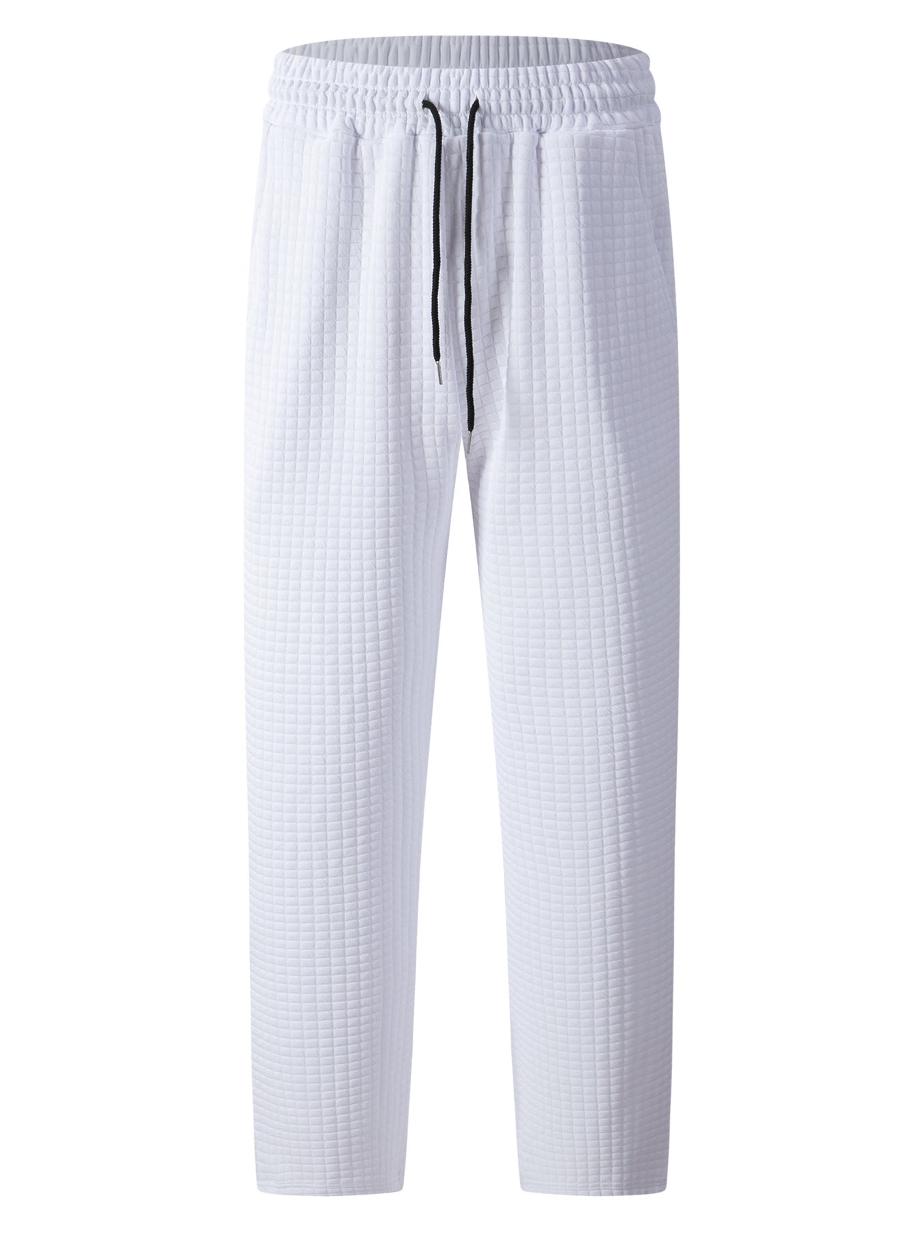 Pantalón casual de pierna recta para hombre con cordón de color sólido