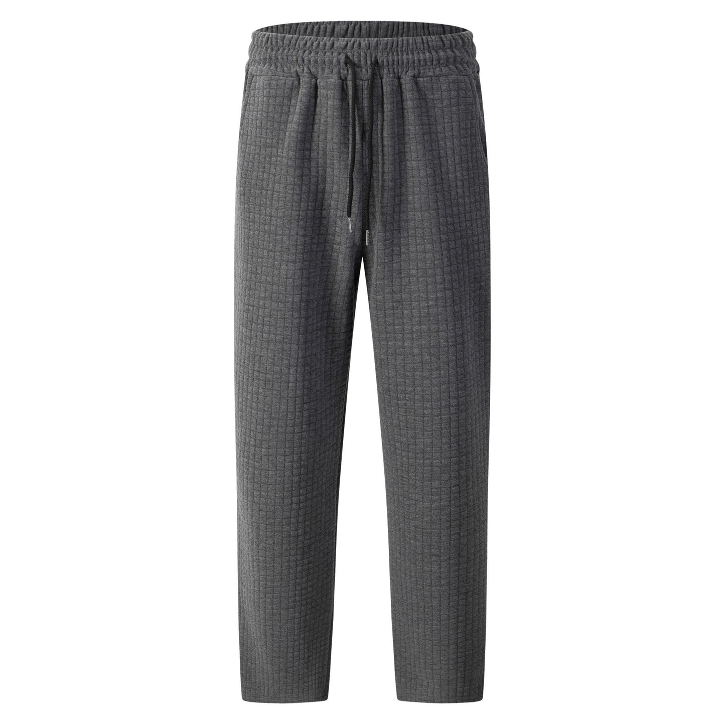 Pantalón casual de pierna recta para hombre con cordón de color sólido