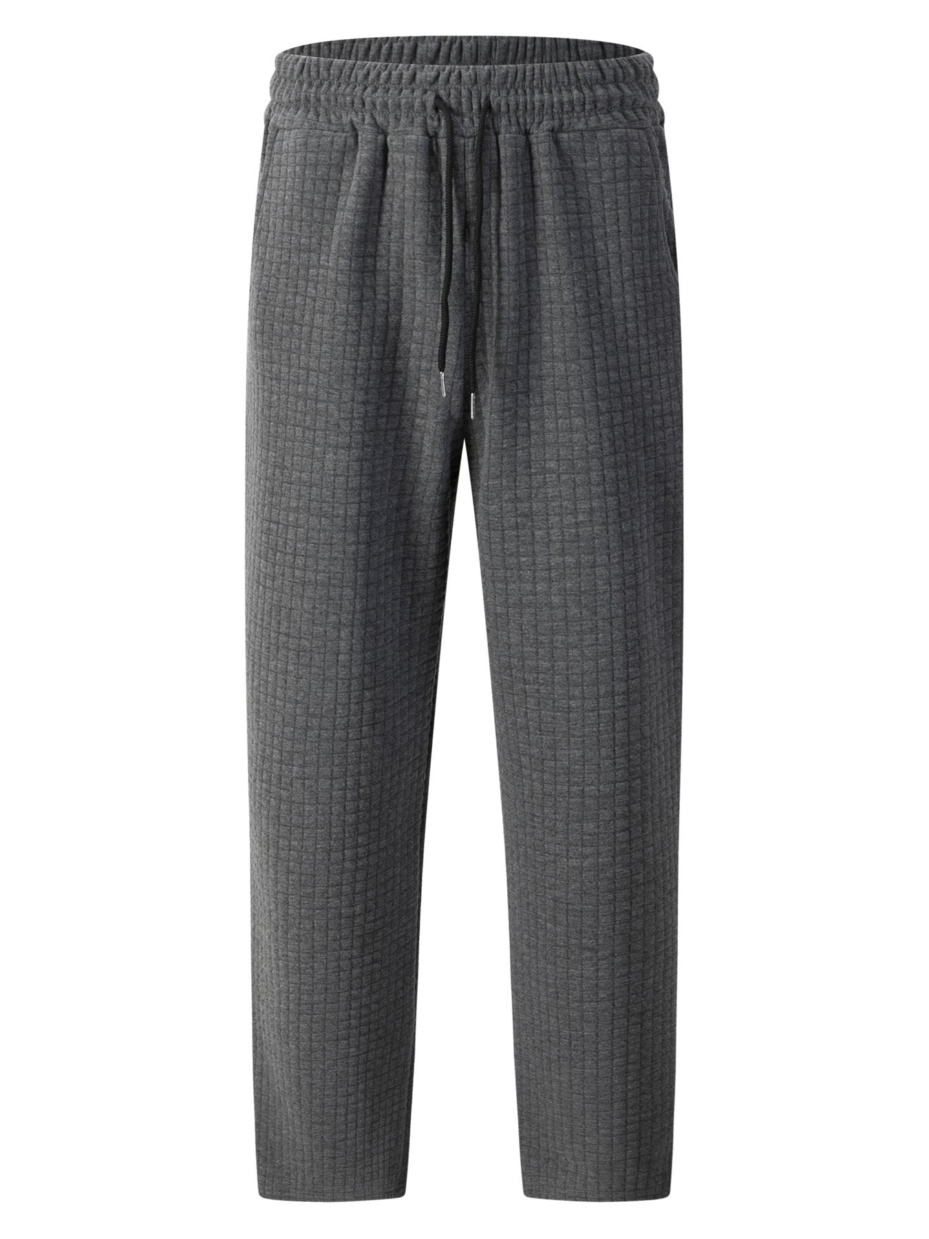 Pantalón casual de pierna recta para hombre con cordón de color sólido