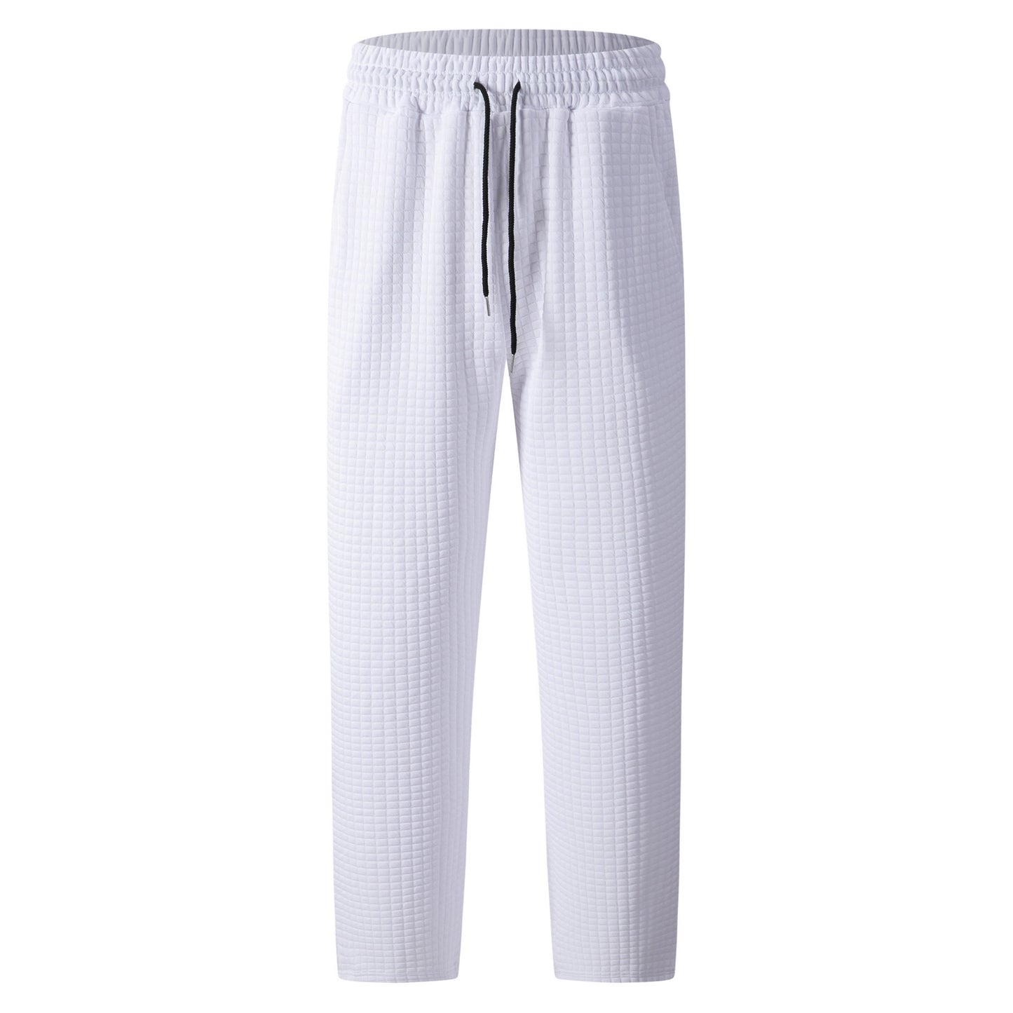 Pantalón casual de pierna recta para hombre con cordón de color sólido
