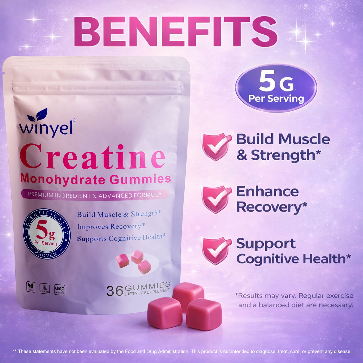Creatina Gummies — Sin Azúcar 36 uds.