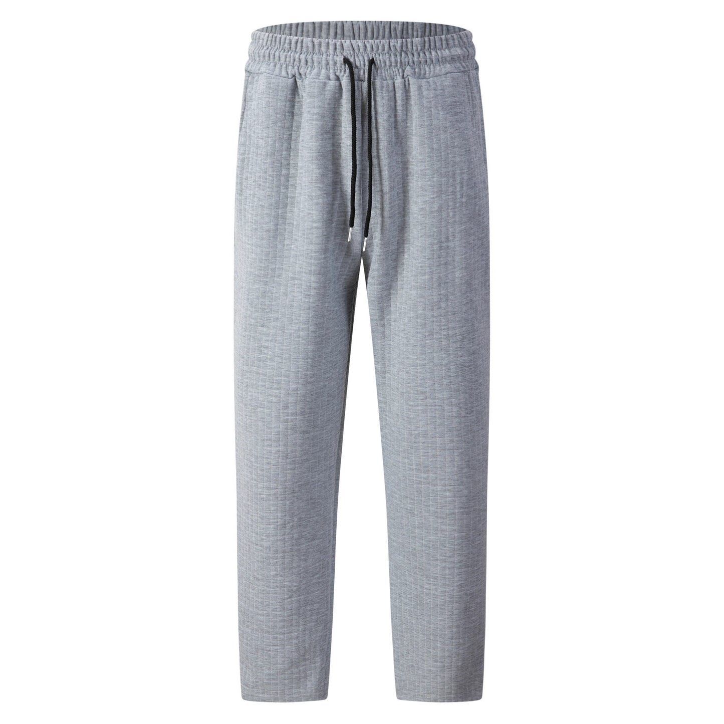 Pantalón casual de pierna recta para hombre con cordón de color sólido