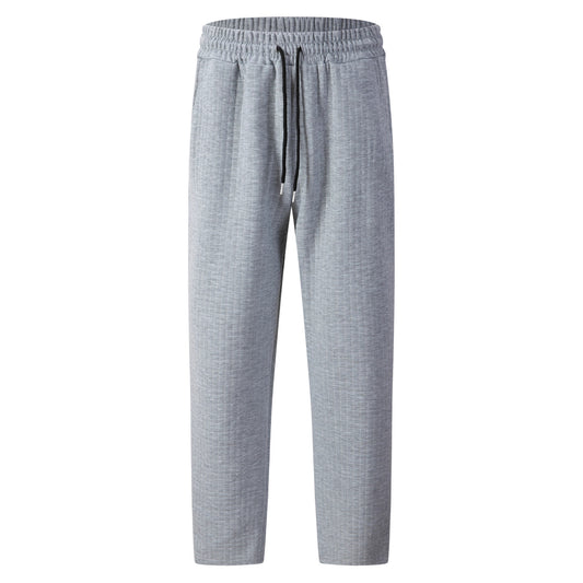 Pantalón casual de pierna recta para hombre con cordón de color sólido